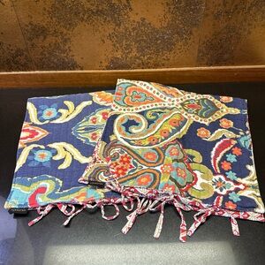 Mud Hut Boho Floral Retro Quilted King Pillow Shams, Bedding, Set of 2 w/ Ties